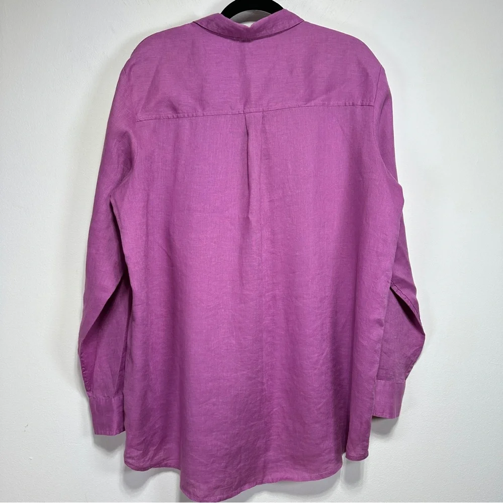GAP Linen Boyfriend Button Down Shirt Orchid Lilac Relaxed Fit Size L - Picture 4 of 6